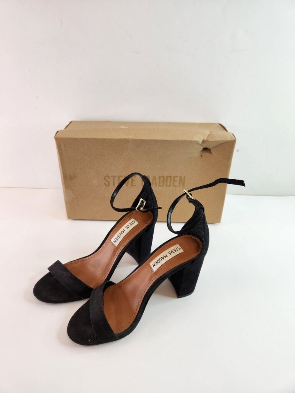 Steve Madden Dylann Black Heeled Sandal Size 5.5